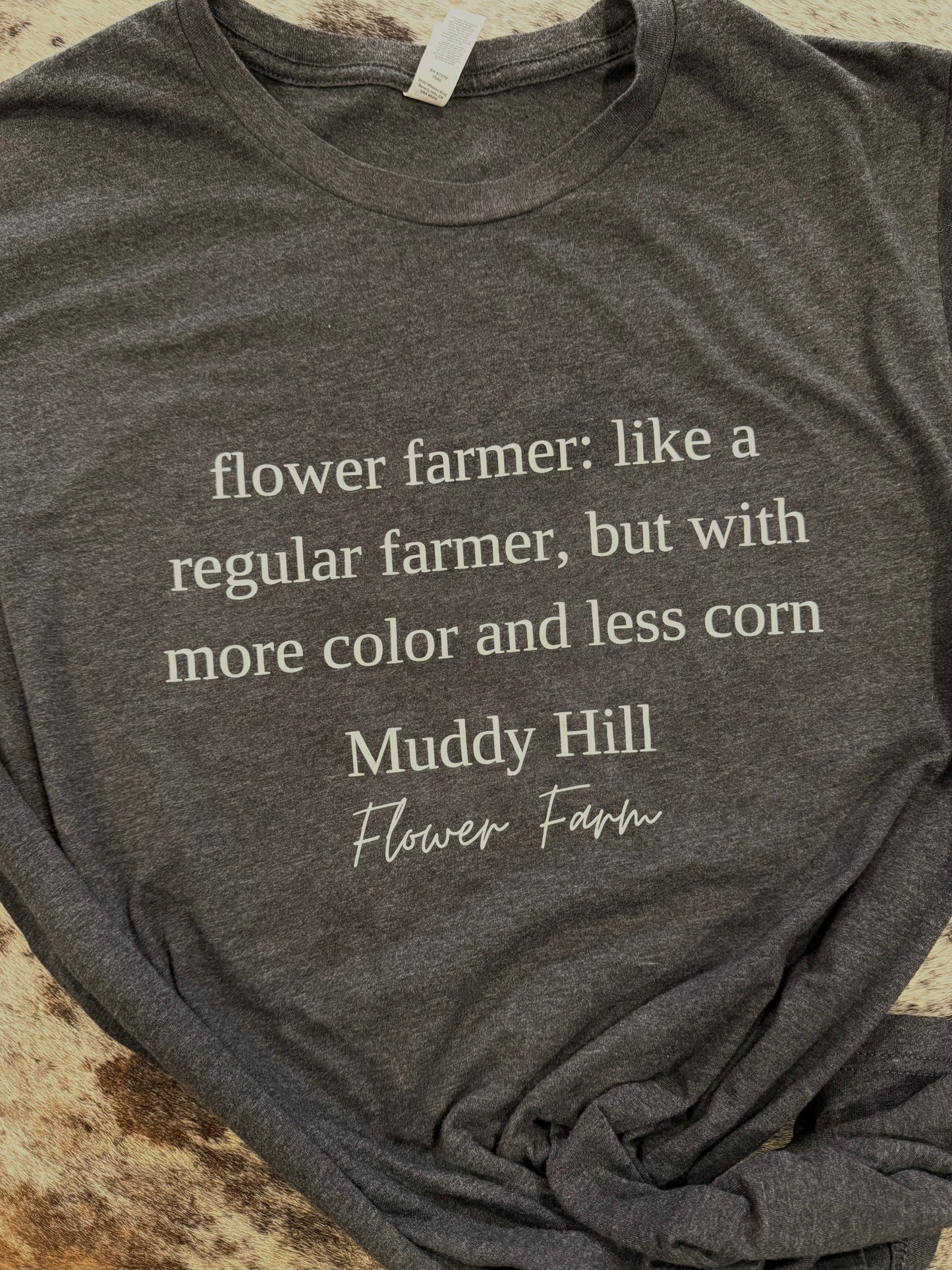 Flower Farmer Tee- Heather Dark Gray